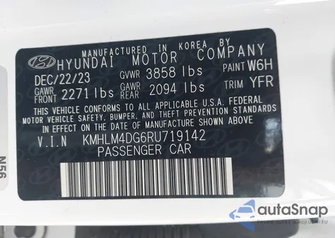 2024 Hyundai Elantra Sel z USA, uszkodzony, nr VIN KMHLM4DG6RU719142